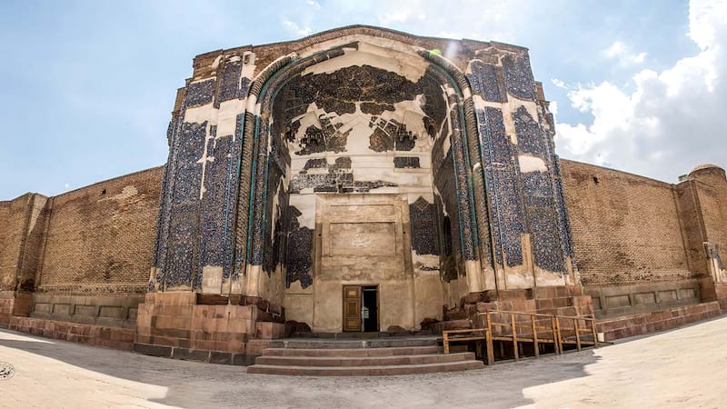 Blue Mosque Outside With Blue Tile in front in Tabriz East Azerbaijan